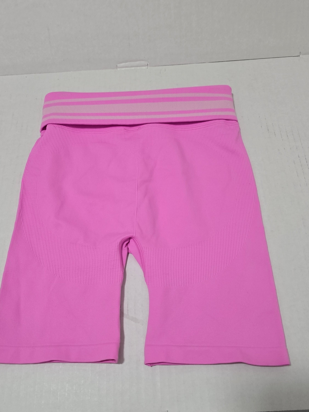 VS PINK Seamless Ribbed Foldover Biker Shorts - Pink XS